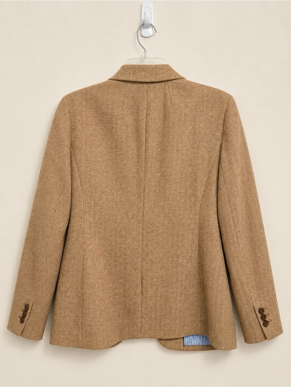 J.Crew Women’s Tan Herringbone Wool Blend Blazer - Sz 12 Petite Tailored Jacket - Picture 2 of 5
